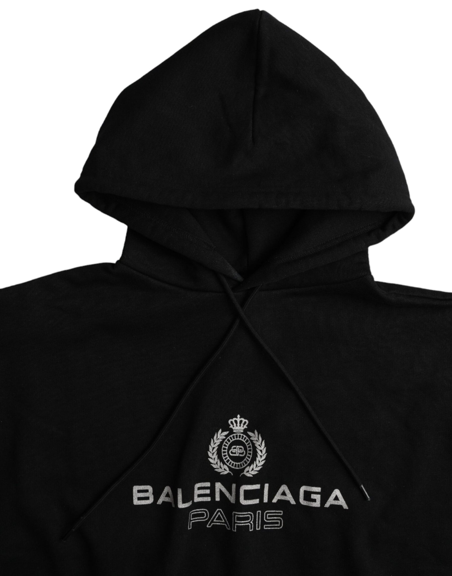 Balenciaga Black Cotton Logo Hooded Pullover Sweatshirt Sweater | Regal Royce