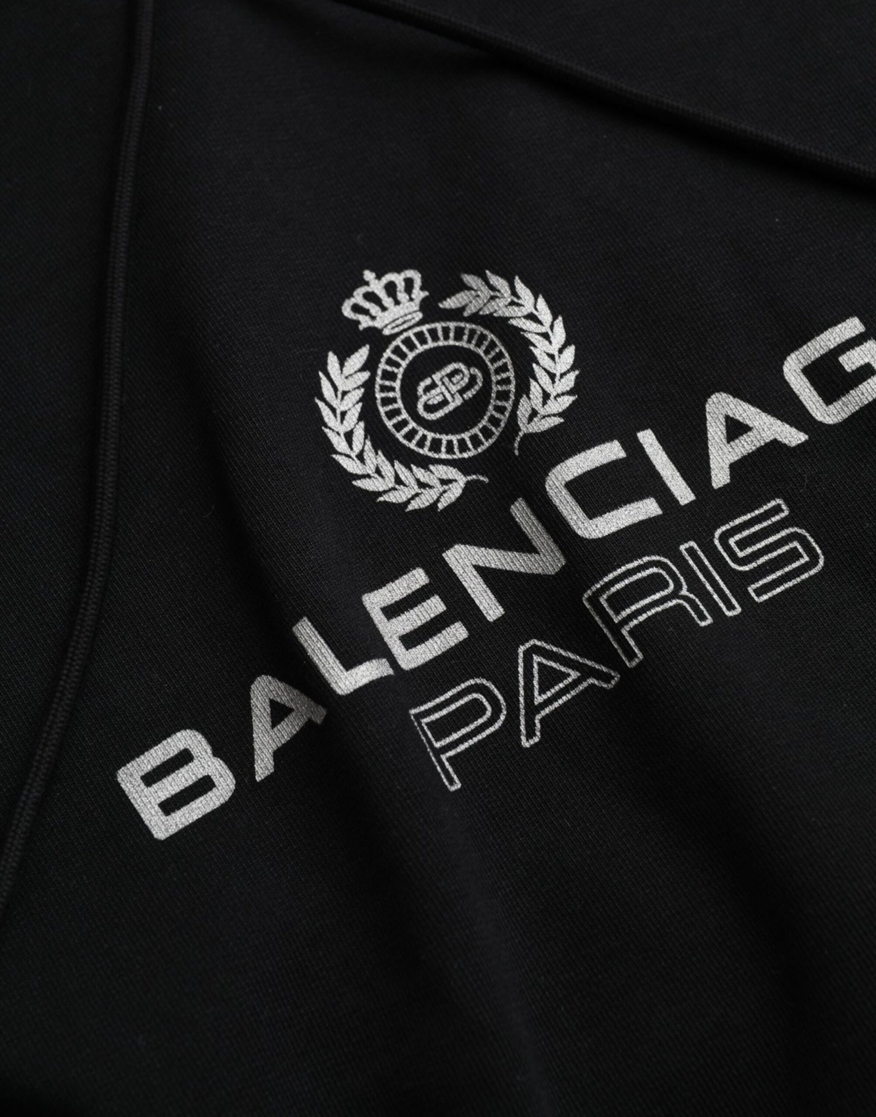Balenciaga Black Cotton Logo Hooded Pullover Sweatshirt Sweater | Regal Royce