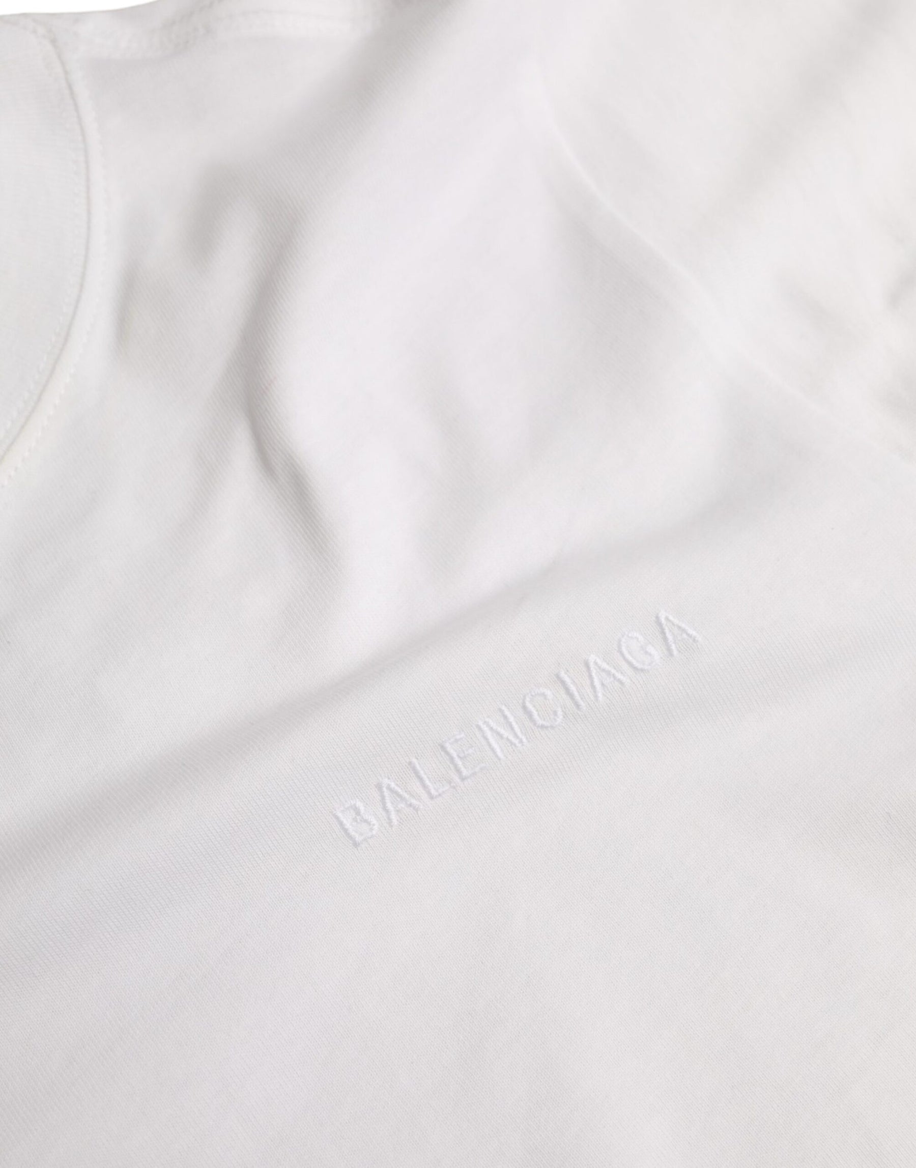 Balenciaga White Cotton Crew Neck Short Sleeves T-shirt | Regal Royce