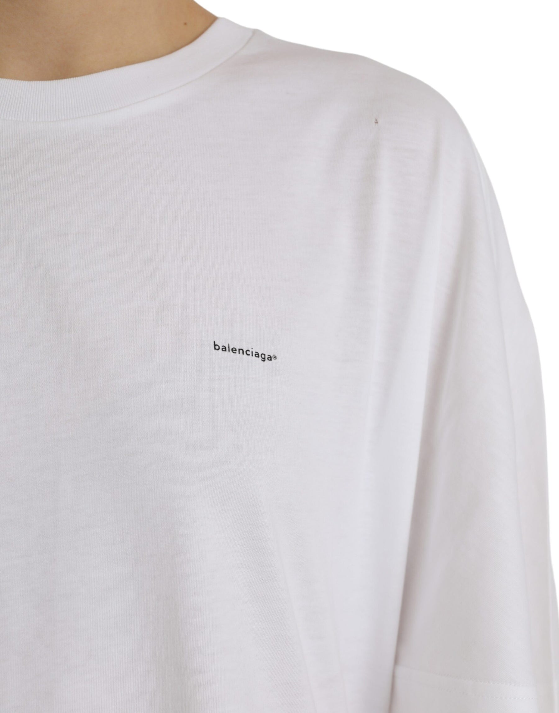 Balenciaga White Cotton Crew Neck Short Sleeves T-shirt | Regal Royce