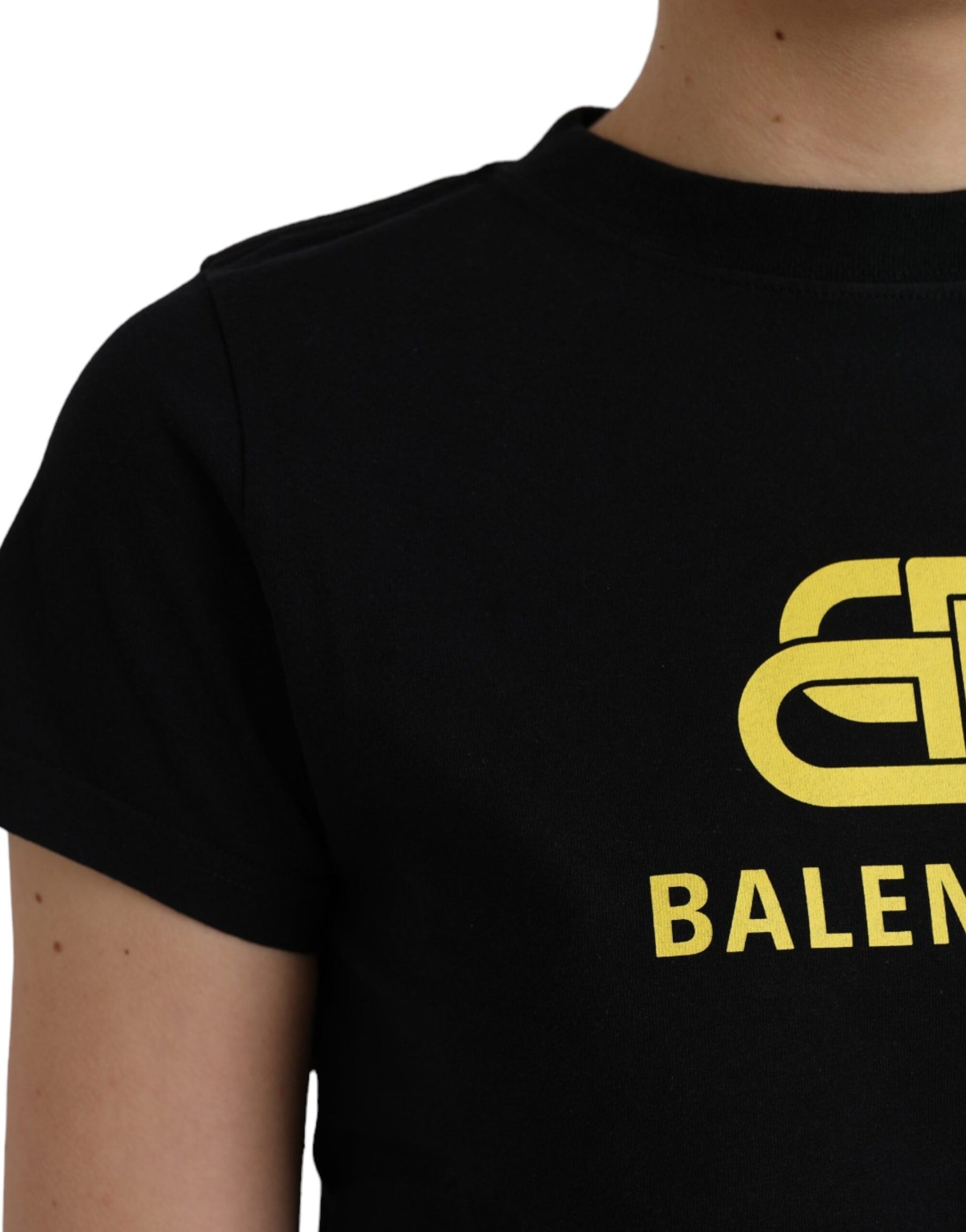 Balenciaga Black Cotton Logo Crew Neck Short Sleeves T-shirt | Regal Royce