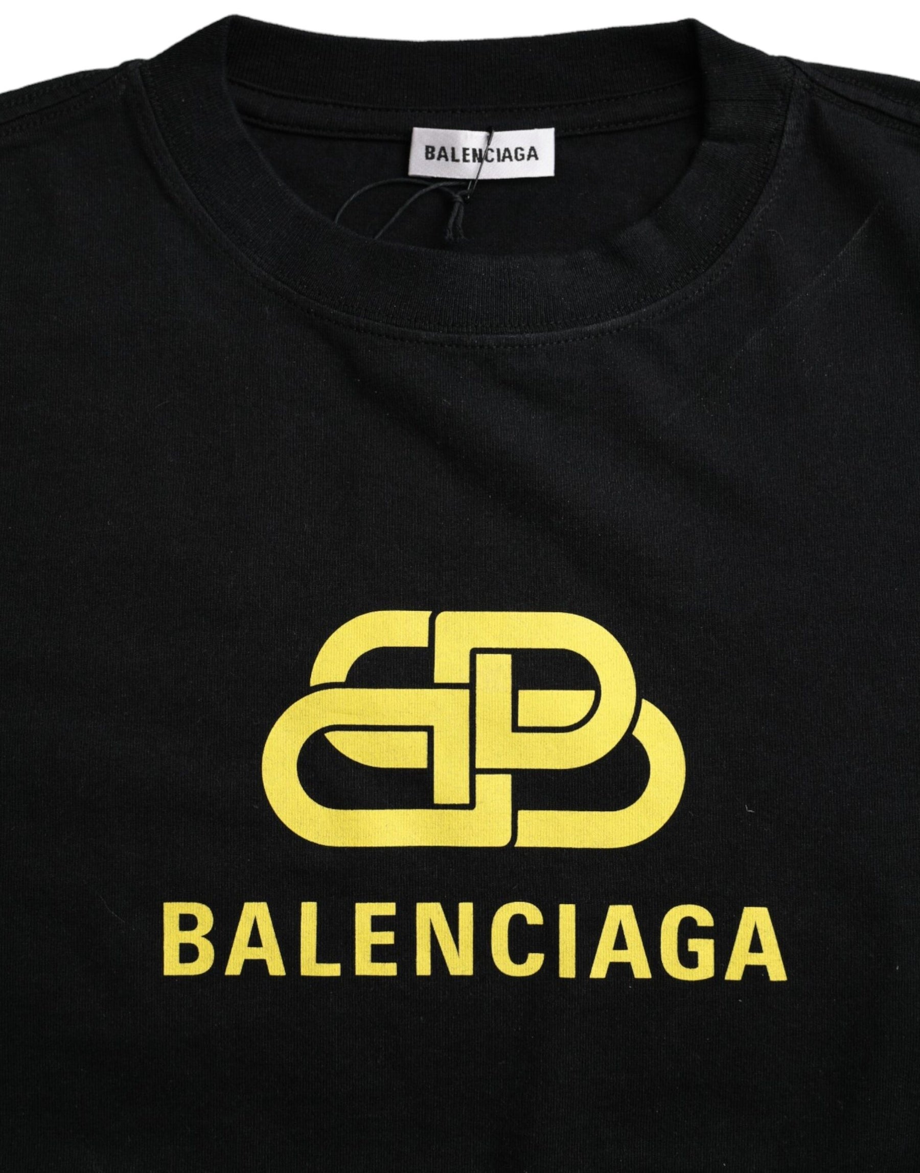 Balenciaga Black Cotton Logo Crew Neck Short Sleeves T-shirt | Regal Royce