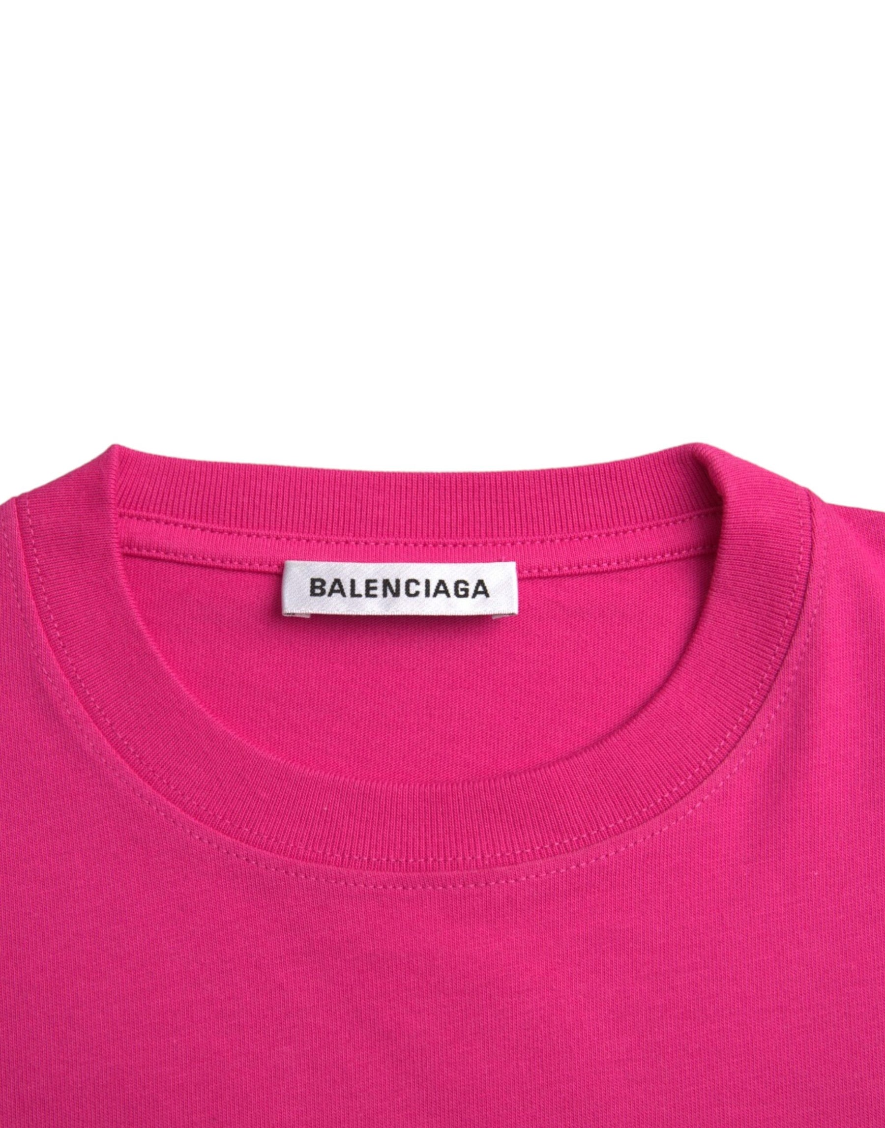 Balenciaga Pink Cotton Crew Neck Short Sleeves Tee Top T-shirt | Regal Royce