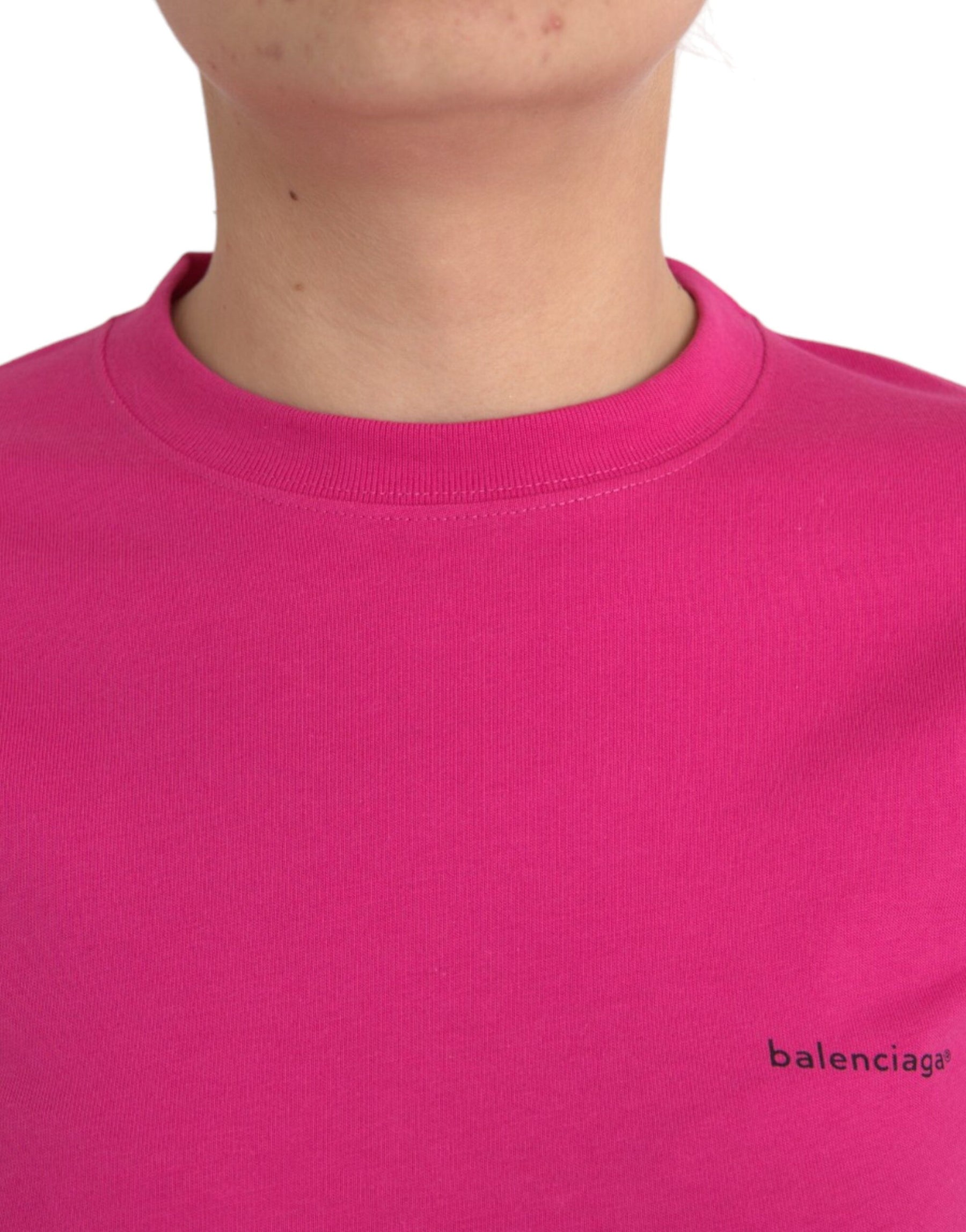 Balenciaga Pink Cotton Crew Neck Short Sleeves Tee T-shirt | Regal Royce