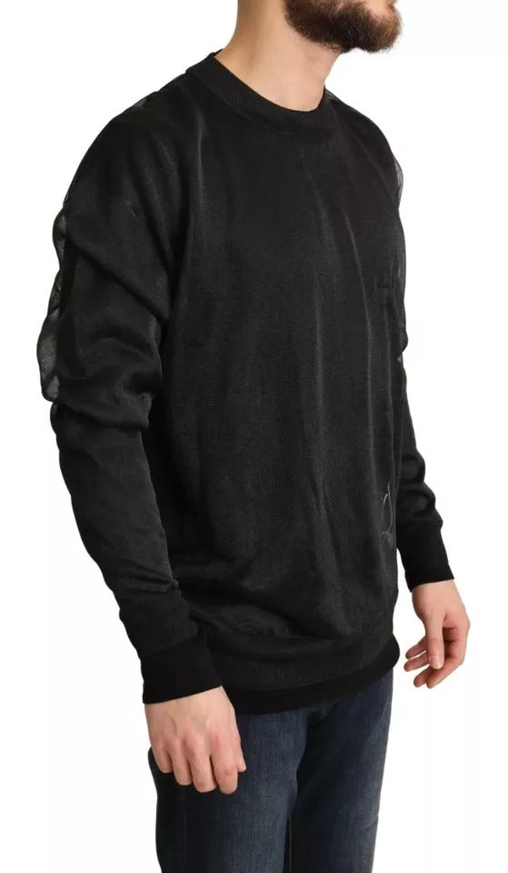 Dolce & Gabbana Black Logo Crewneck Long Sleeve Pullover Sweater | Regal Royce