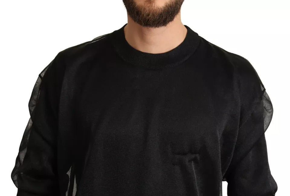 Dolce & Gabbana Black Logo Crewneck Long Sleeve Pullover Sweater | Regal Royce