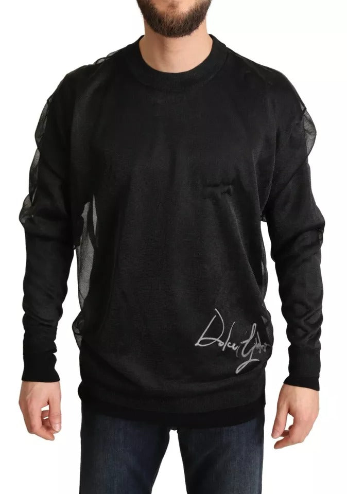 Dolce & Gabbana Black Logo Crewneck Long Sleeve Pullover Sweater | Regal Royce