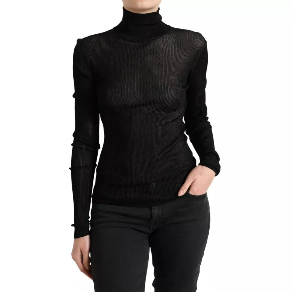 Dolce & Gabbana Black Viscose Turtle Neck Pullover Sweater | Regal Royce