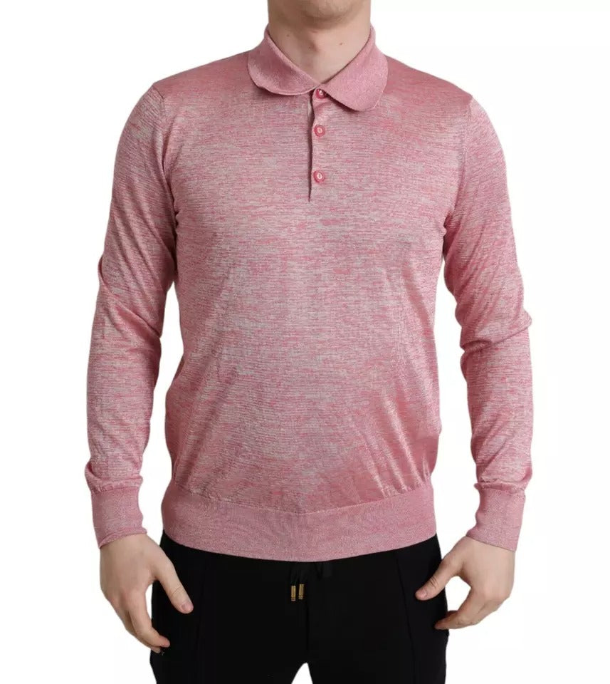 Dolce & Gabbana Pink Polyester Collared Men Pullover Sweater | Regal Royce