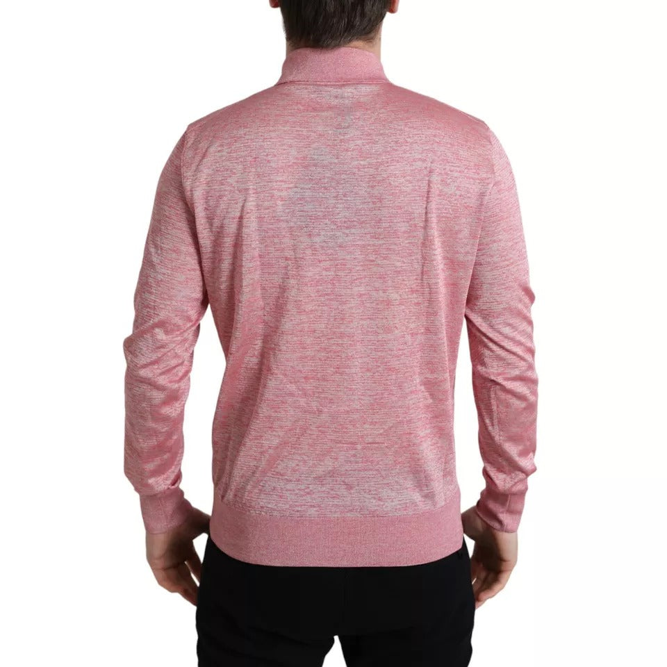 Dolce & Gabbana Pink Polyester Collared Men Pullover Sweater | Regal Royce