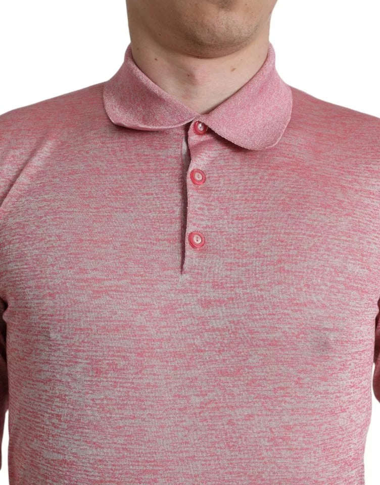 Dolce & Gabbana Pink Polyester Collared Men Pullover Sweater | Regal Royce