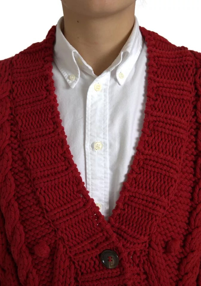 Dolce & Gabbana Red Wool Knit Button Down Cardigan Sweater | Regal Royce