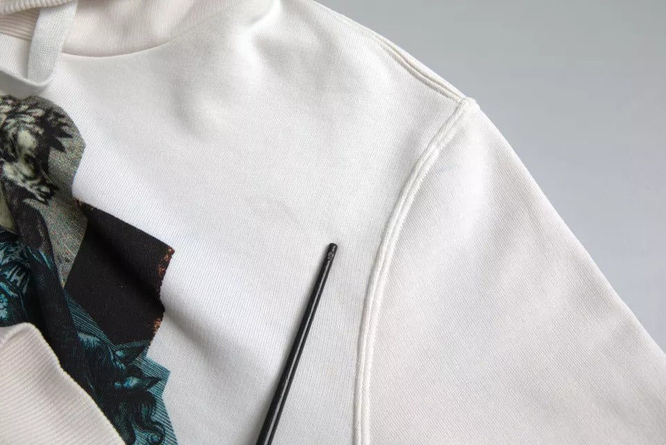 Dolce & Gabbana White Caesar Cotton Hooded Pullover Sweater | Regal Royce