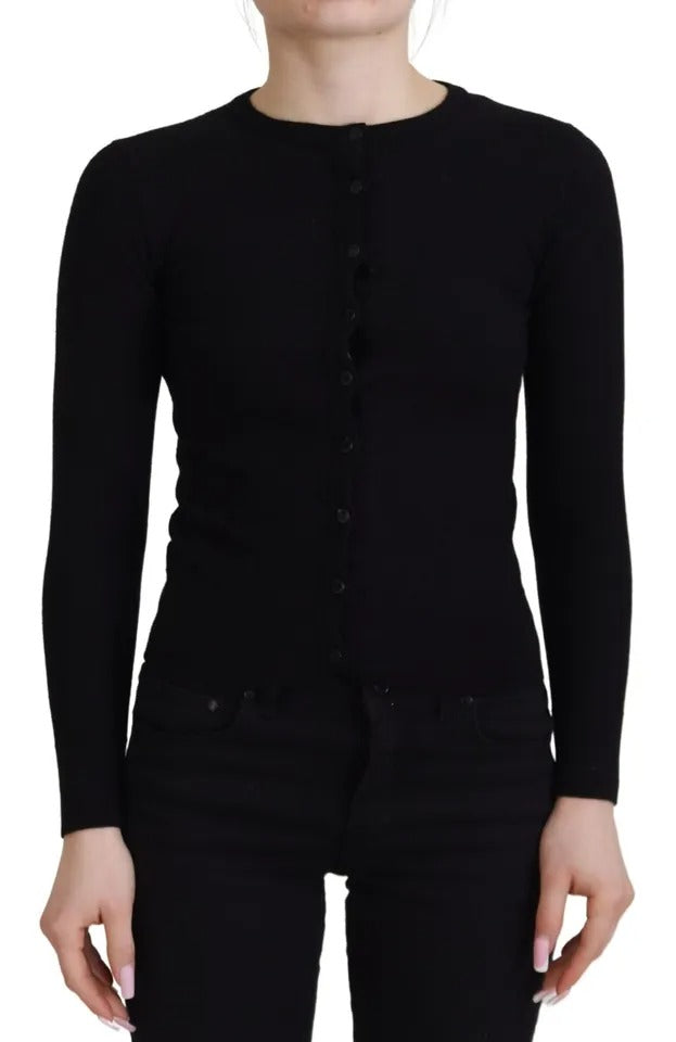 Dolce & Gabbana Black Button Down Slim Cardigan Wool Sweater | Regal Royce