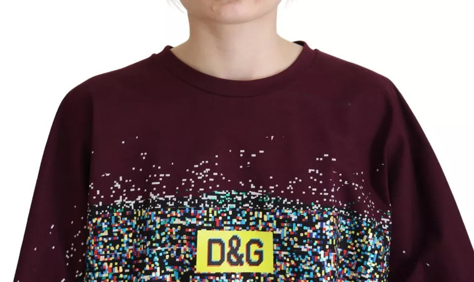 Dolce & Gabbana Bordeaux D&G Print Round Neck Cotton T-shirt | Regal Royce
