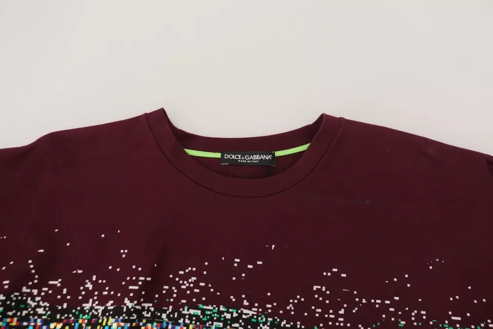 Dolce & Gabbana Bordeaux D&G Print Round Neck Cotton T-shirt | Regal Royce