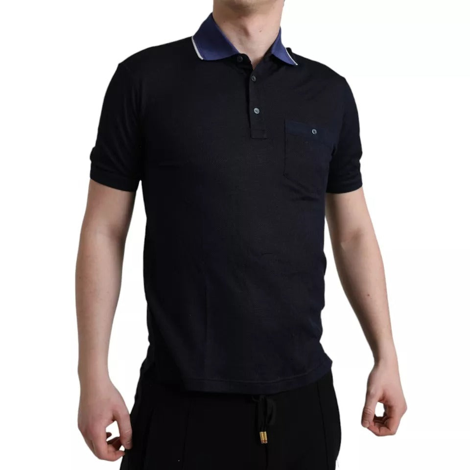 Dolce & Gabbana Navy Blue Collared Short Sleeve Polo T-shirt | Regal Royce