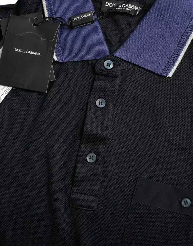Dolce & Gabbana Navy Blue Collared Short Sleeve Polo T-shirt | Regal Royce