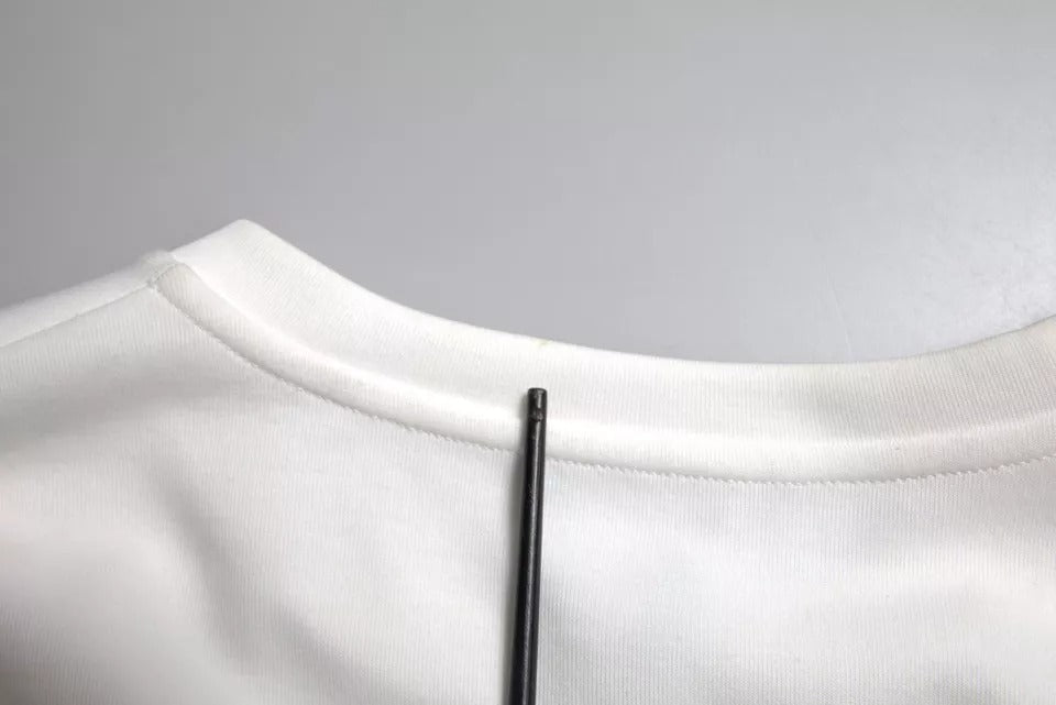 Dolce & Gabbana White Cotton Black HOT Crystal Top T-shirt | Regal Royce