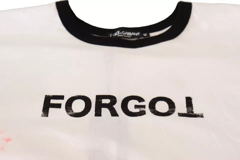 Dolce & Gabbana White Forgot Print Short Sleeves Crop T-shirt | Regal Royce
