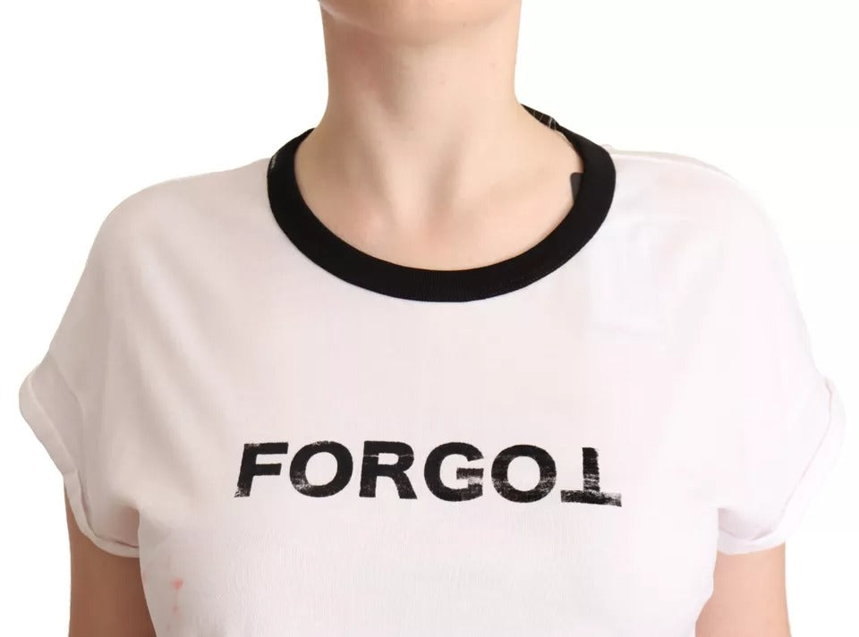 Dolce & Gabbana White Forgot Print Short Sleeves Crop T-shirt | Regal Royce