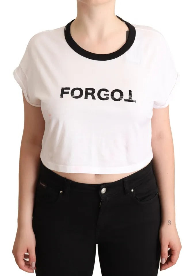 Dolce & Gabbana White Forgot Print Short Sleeves Crop T-shirt | Regal Royce