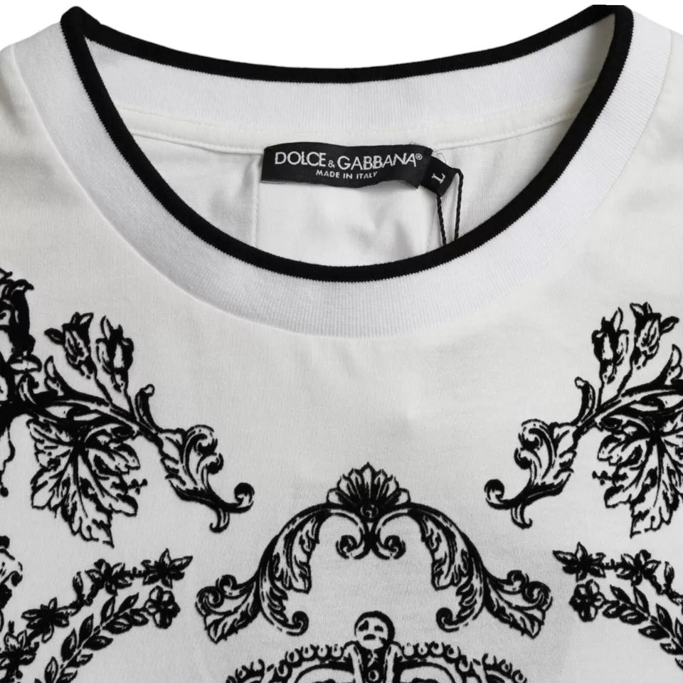 Dolce & Gabbana White Lion Crown Logo Cotton Crewneck T-shirt | Regal Royce