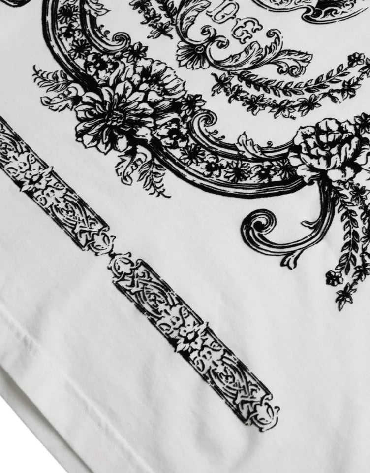 Dolce & Gabbana White Lion Crown Logo Cotton Crewneck T-shirt | Regal Royce