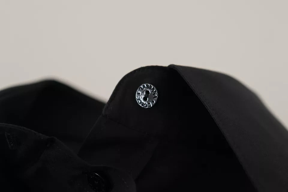 Dolce & Gabbana Black Cotton Collared Formal Dress Shirt Top | Regal Royce