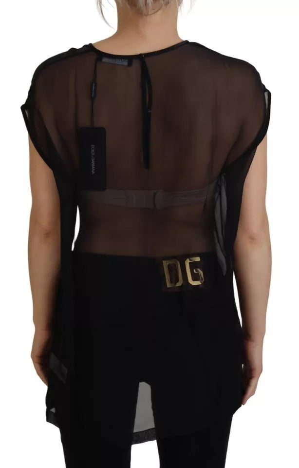 Dolce & Gabbana Black Mesh Transparent Blouse Pullover Top | Regal Royce