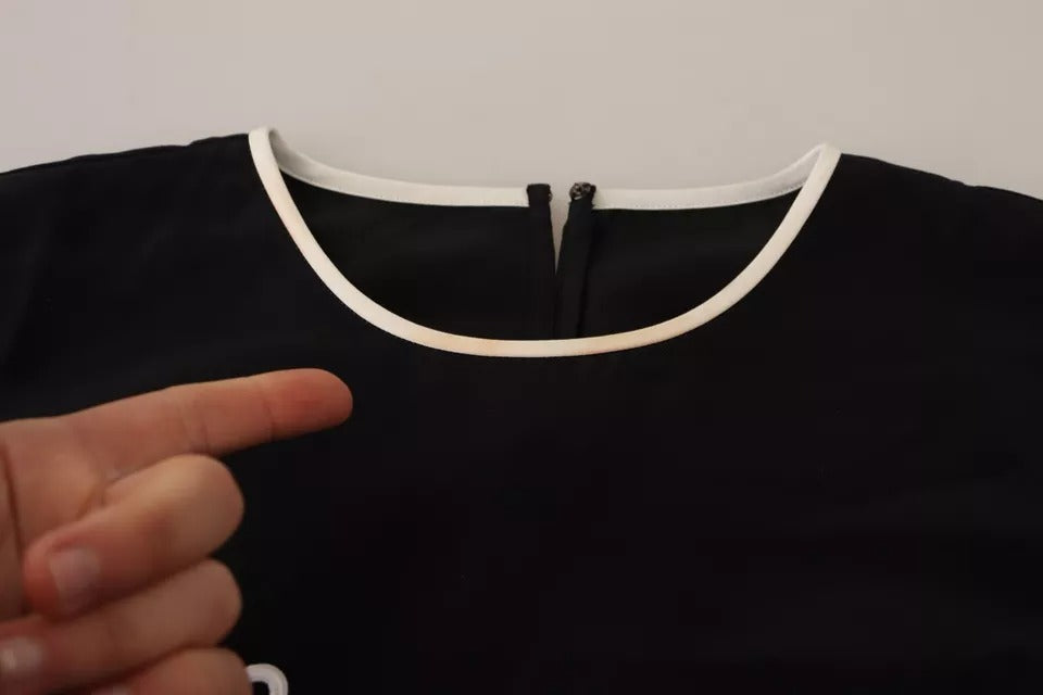 Dolce & Gabbana Black Silk Eleganza Print Sleeveless Tank Top | Regal Royce