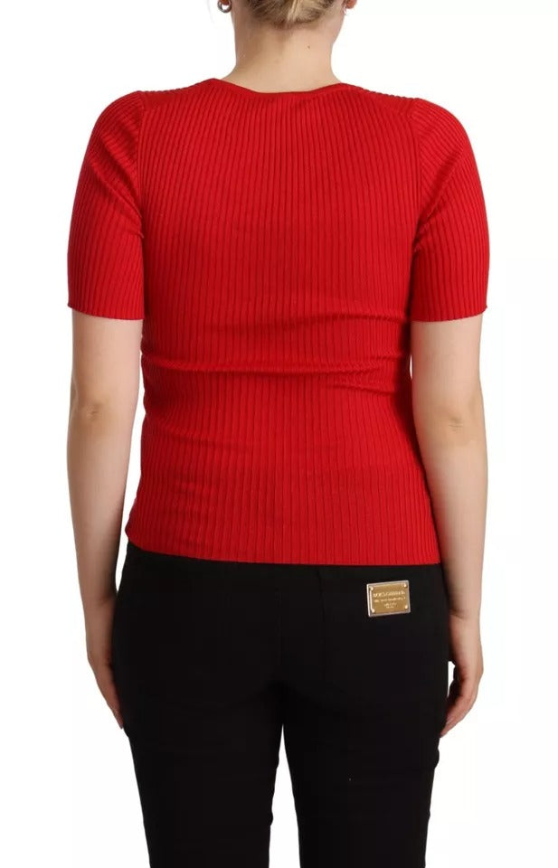 Dolce & Gabbana Red Silk T-shirt Short Sleeve Top Blouse | Regal Royce