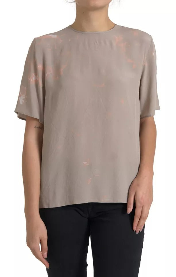 Dolce & Gabbana Brown Round Neck Short Sleeve Blouse Top | Regal Royce