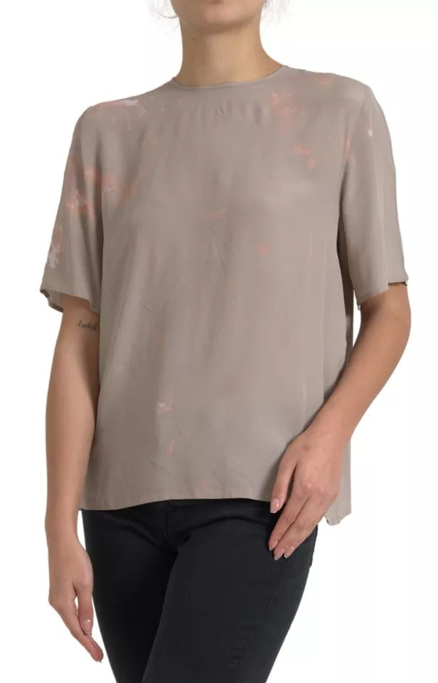 Dolce & Gabbana Brown Round Neck Short Sleeve Blouse Top | Regal Royce