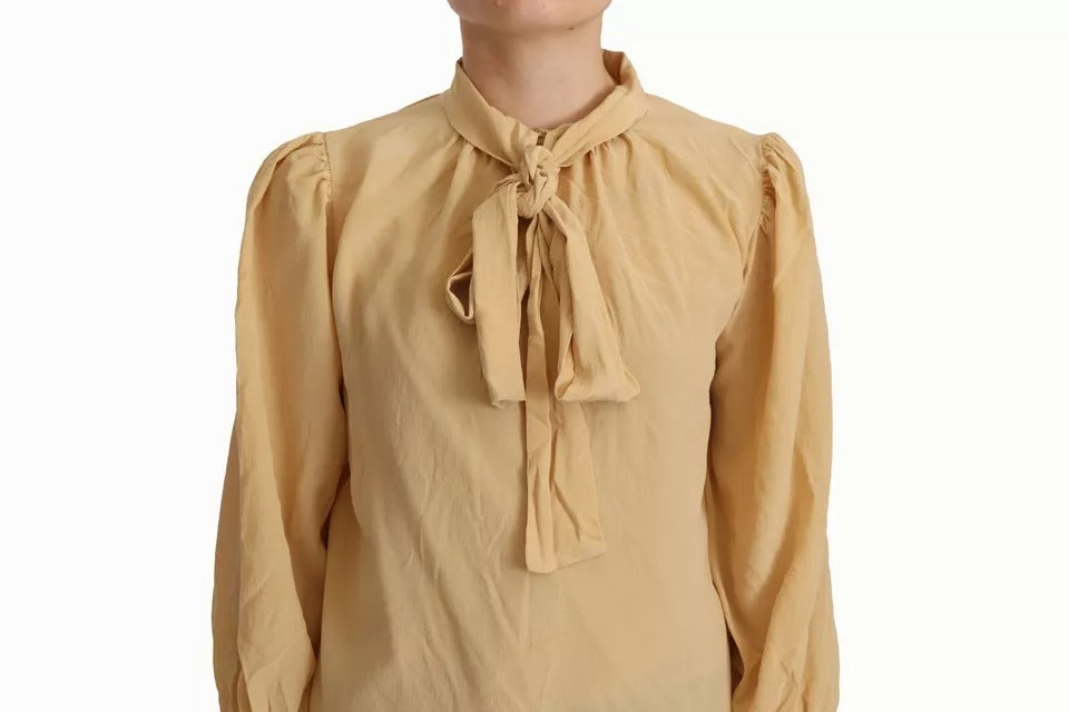 Dolce & Gabbana Mustard Ascot Collar Shirt Silk Blouse Top | Regal Royce
