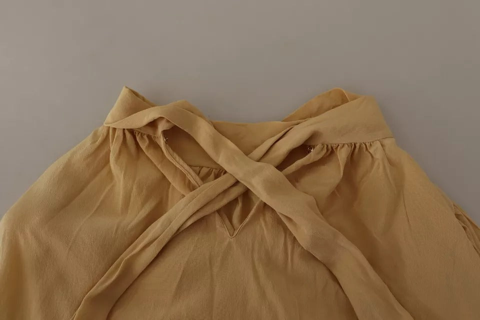 Dolce & Gabbana Mustard Ascot Collar Shirt Silk Blouse Top | Regal Royce