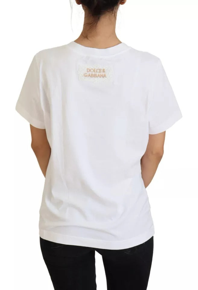 Dolce & Gabbana Optical White Printed Short Sleeves Top | Regal Royce