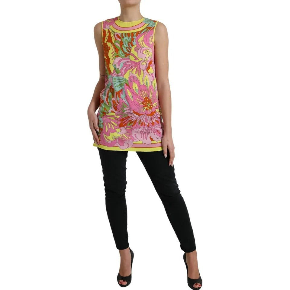 Dolce & Gabbana Multicolor Floral Silk Sleeveless Tank Top | Regal Royce