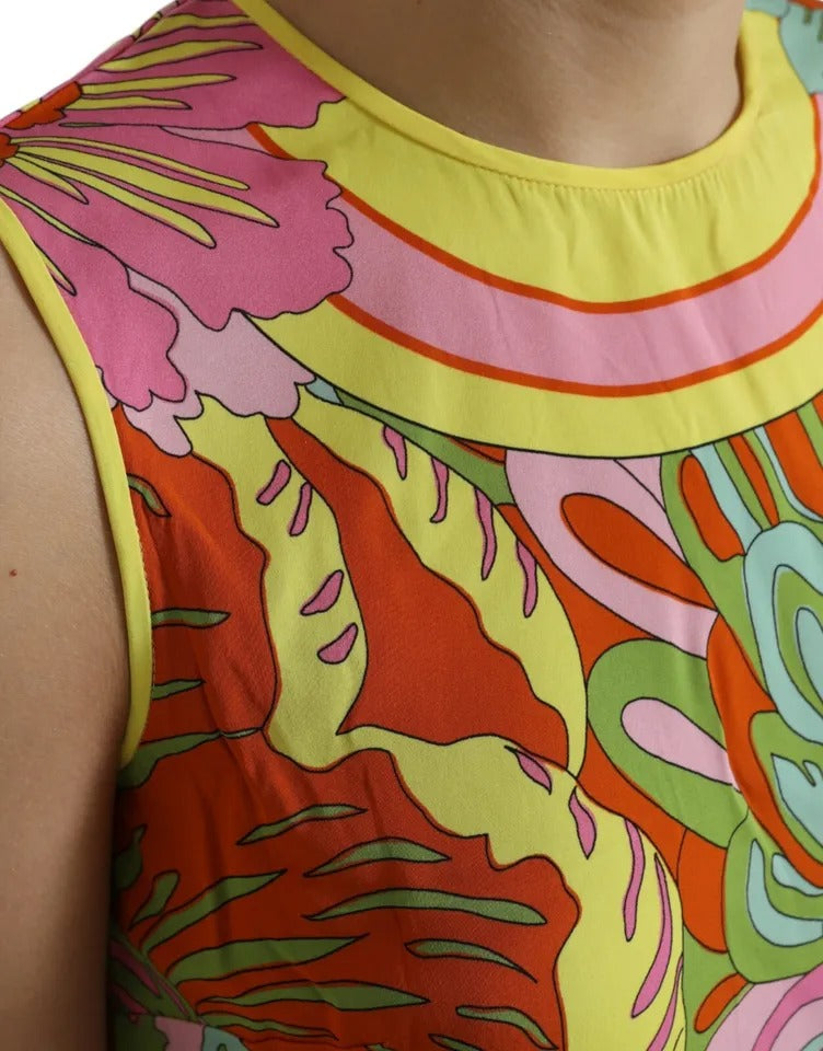 Dolce & Gabbana Multicolor Floral Silk Sleeveless Tank Top | Regal Royce