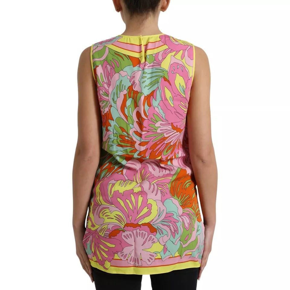 Dolce & Gabbana Multicolor Floral Silk Sleeveless Tank Top | Regal Royce