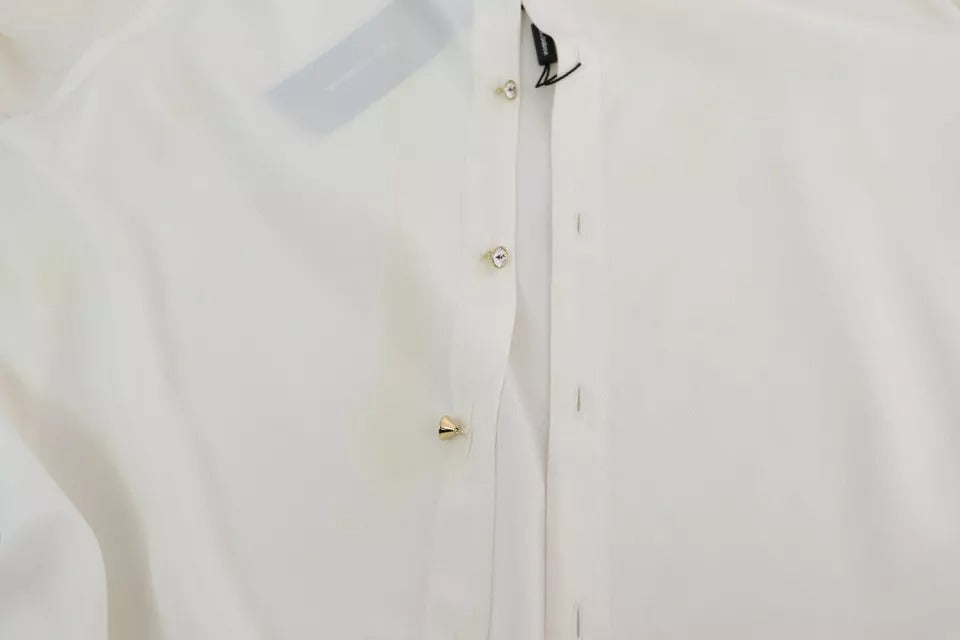 Dolce & Gabbana White Blouse Ascot Collar Shirt Silk Top | Regal Royce
