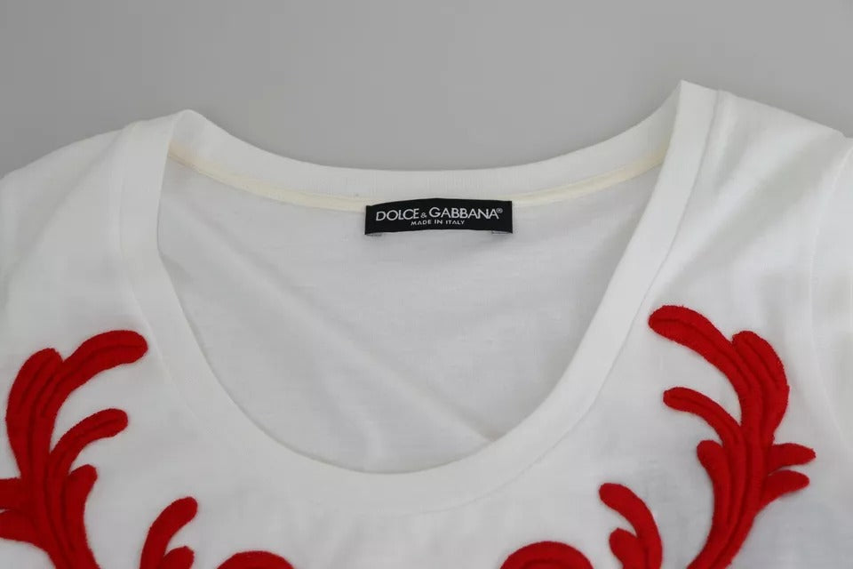 Dolce & Gabbana White Cotton Heart Applique Sleeveless Tank Top | Regal Royce