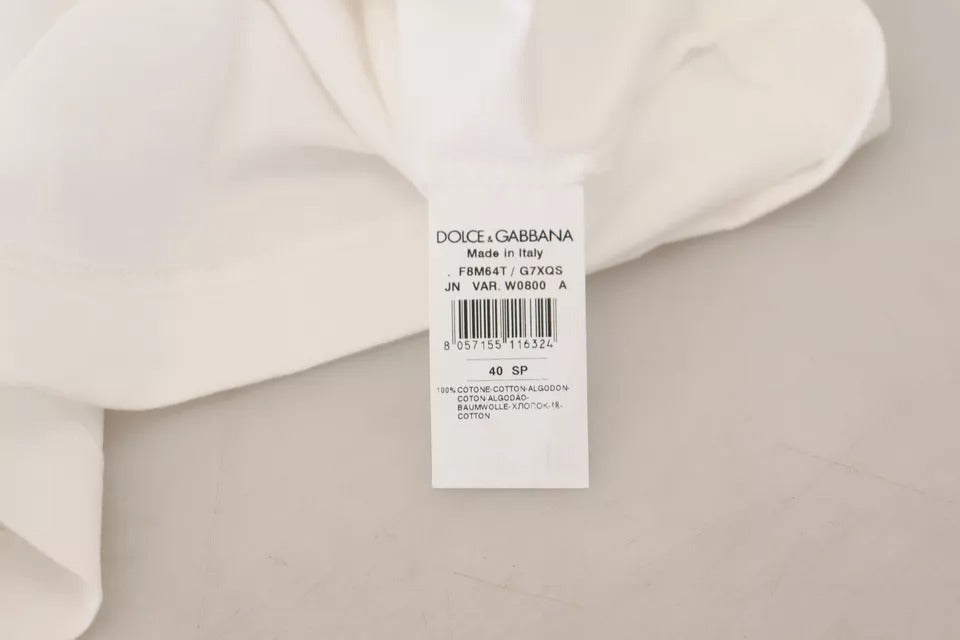 Dolce & Gabbana White Striped Short Sleeves Pullover Top | Regal Royce