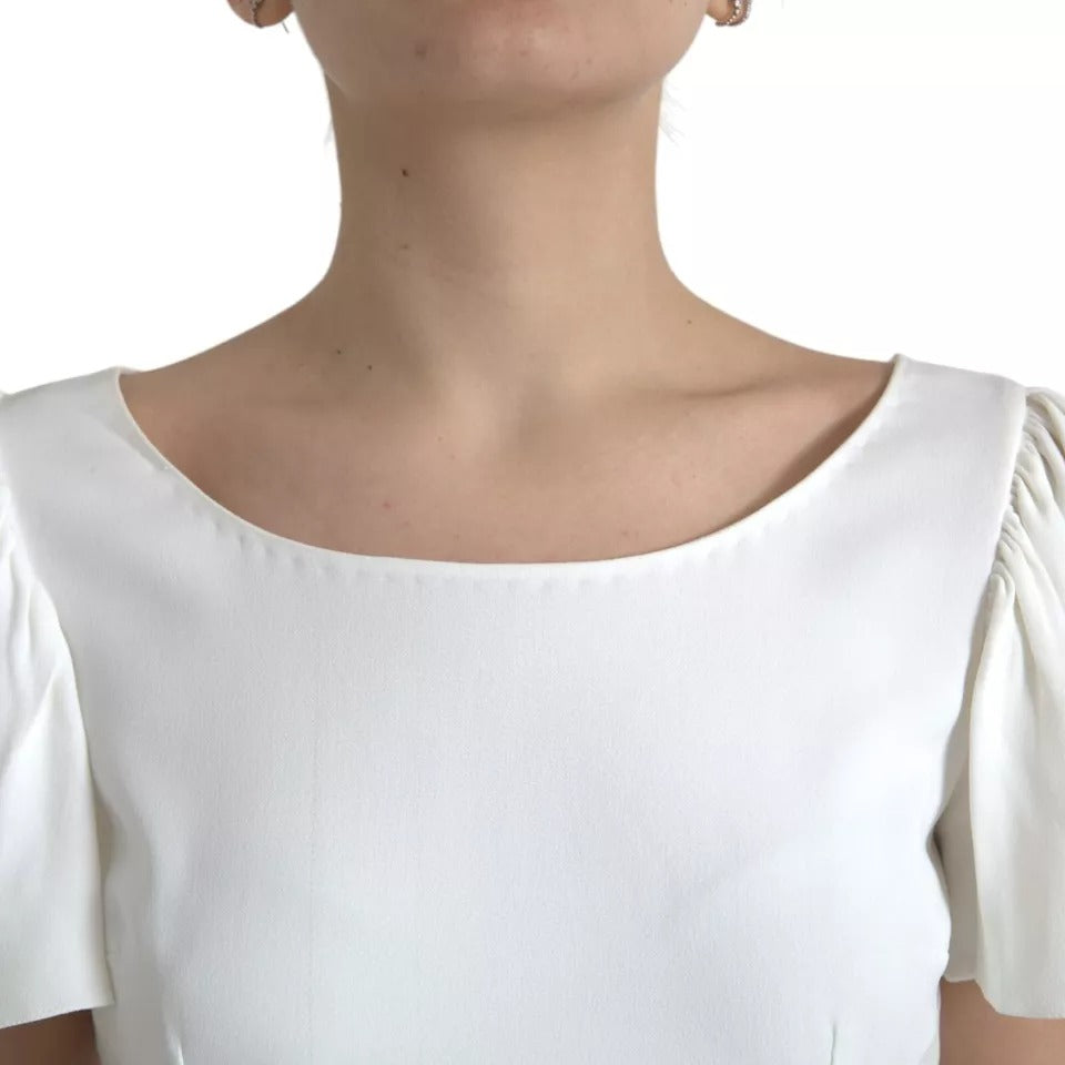 Dolce & Gabbana White Viscose Round Neck Short Sleeves Top | Regal Royce