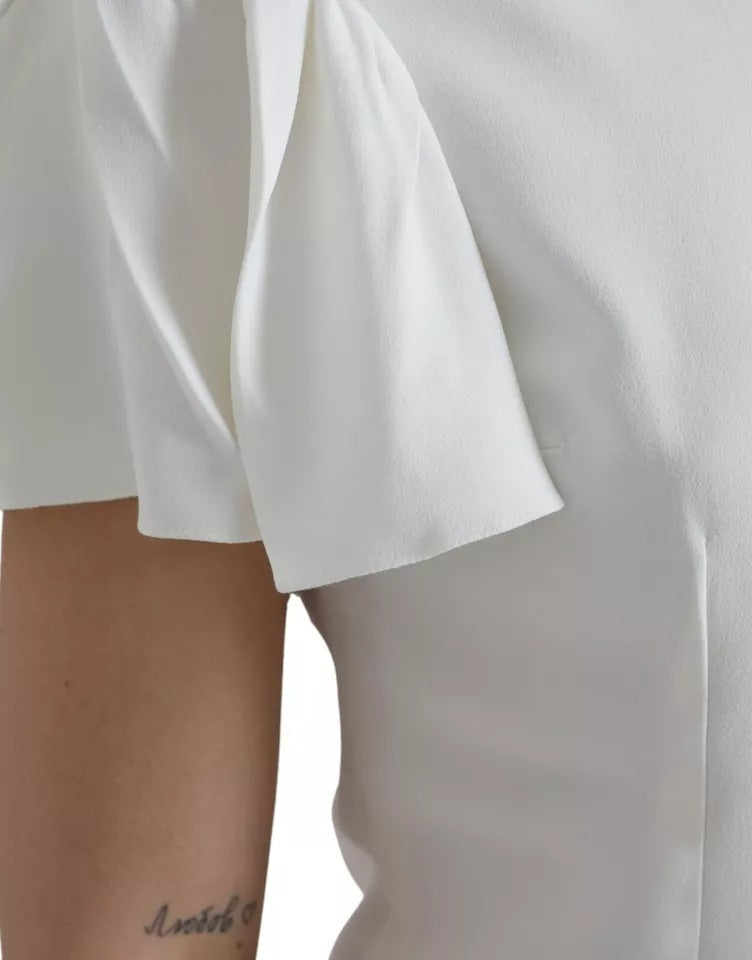 Dolce & Gabbana White Viscose Round Neck Short Sleeves Top | Regal Royce