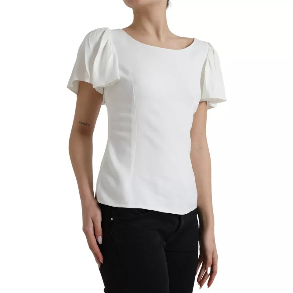 Dolce & Gabbana White Viscose Round Neck Short Sleeves Top | Regal Royce
