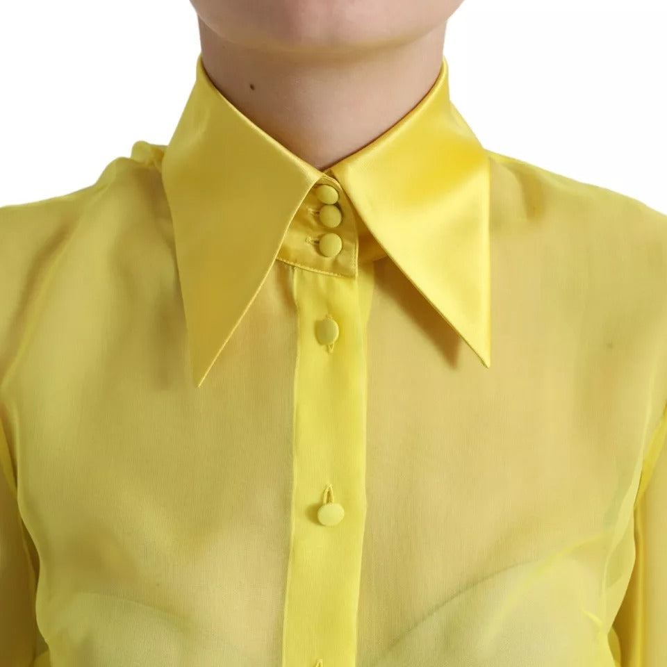 Dolce & Gabbana Yellow Long Sleeve Button Down Blouse Top | Regal Royce