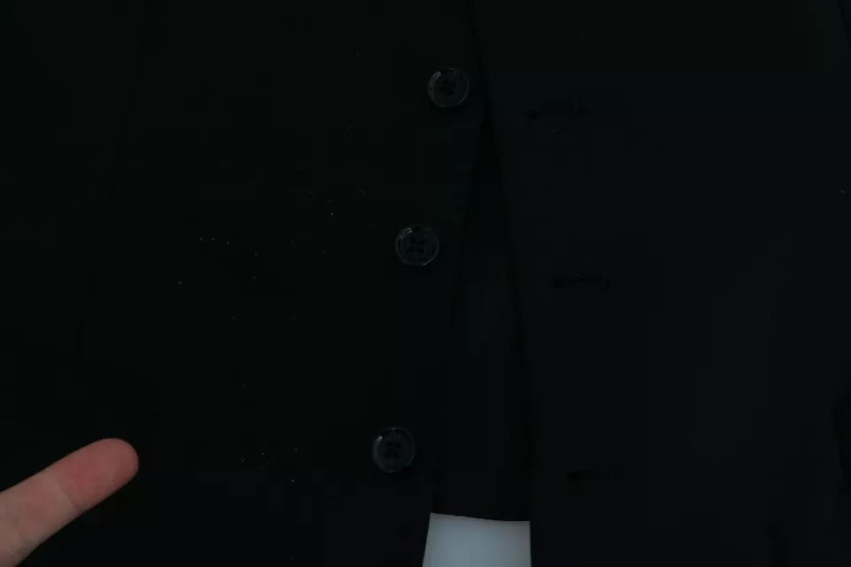 Dolce & Gabbana Black Stretch Waistcoat Formal Dress Wool Vest | Regal Royce