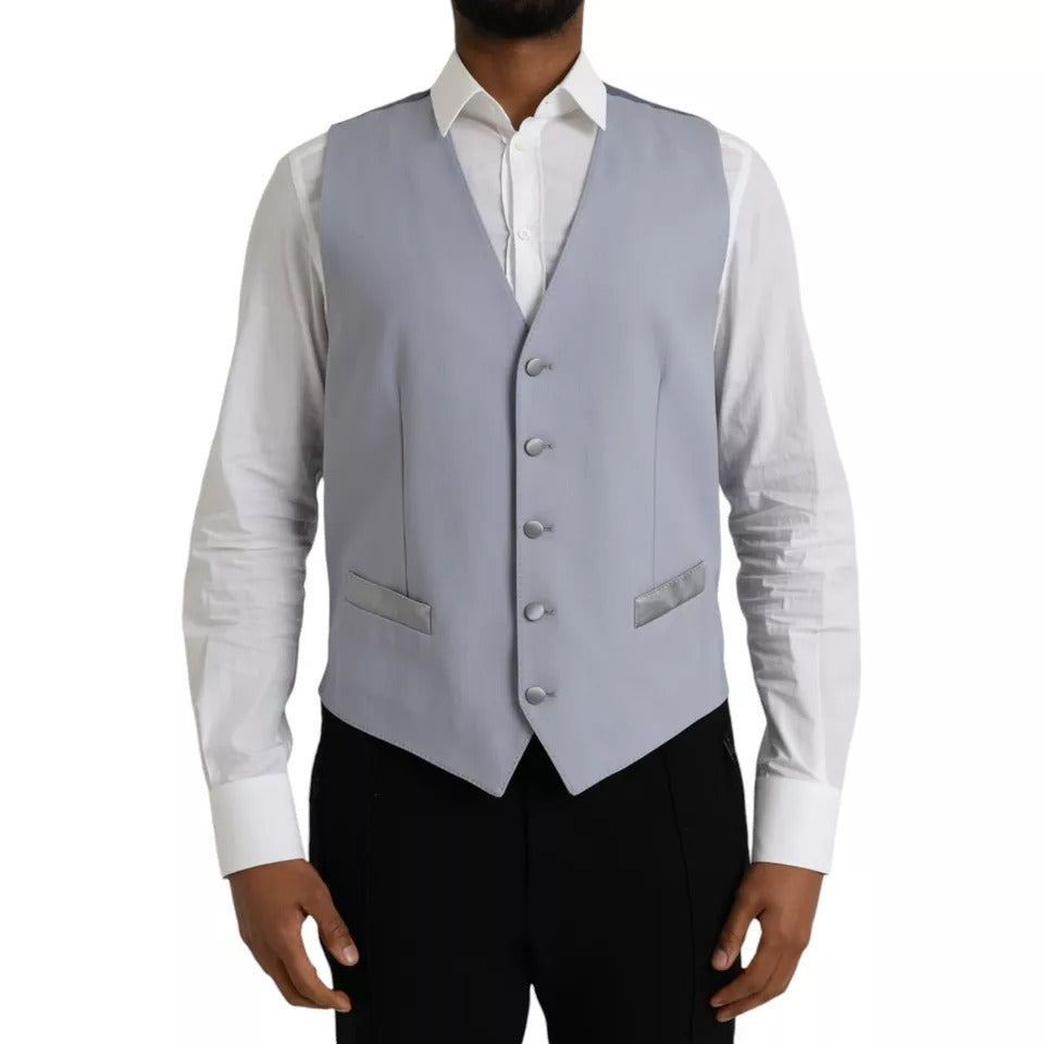 Dolce & Gabbana Light Blue Wool Formal Dress Waistcoat Vest | Regal Royce