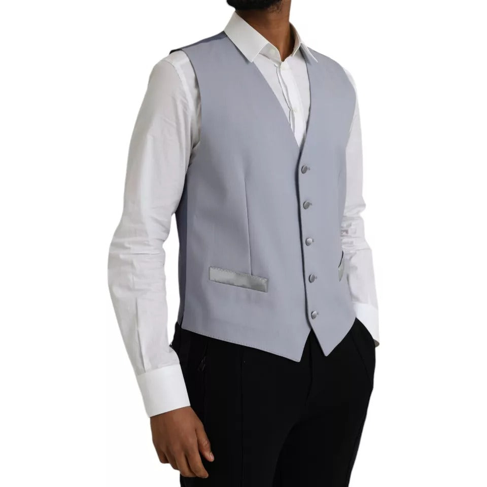 Dolce & Gabbana Light Blue Wool Formal Dress Waistcoat Vest | Regal Royce